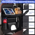 Luxury PU Leather Car Seat Back Organizer with Foldable Tray - Image 2